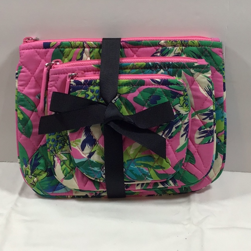 Vera Bradley Cosmetic Trio Bags Cases Set of 3 in Tropical Paradise NWT